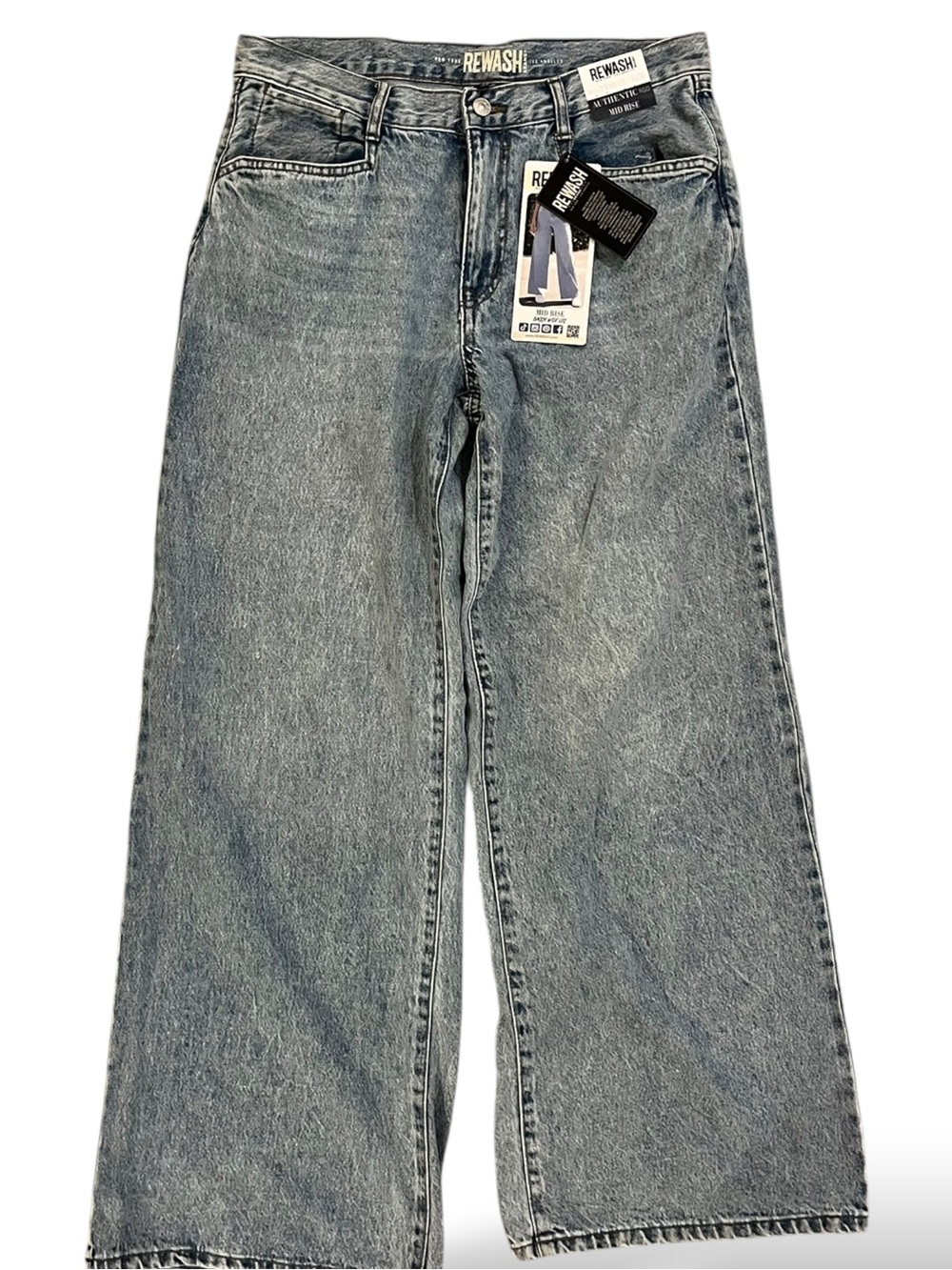 Rewash Wide Leg Jeans in Light Blue Wash
